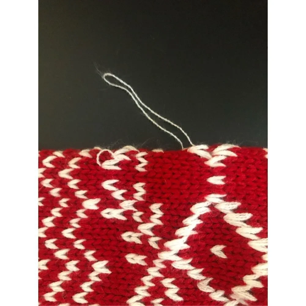 Knit Sweat Christmas Stockings Set Of 2 Red White  Pompoms